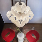 Isadora White Glass Disc Chandelier in Nickel Finish