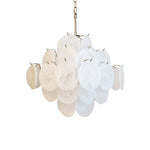 Isadora White Glass Disc Chandelier in Nickel Finish
