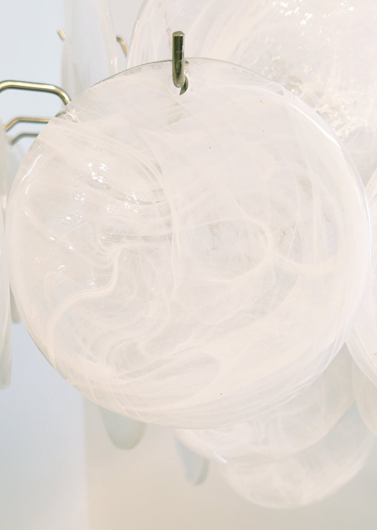 Isadora White Glass Disc Chandelier in Nickel Finish