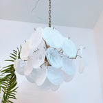 Isadora White Glass Disc Chandelier in Nickel Finish