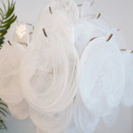 Isadora White Glass Disc Chandelier in Nickel Finish