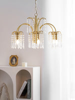 Isla Dawn Crystal Chandelier in Brass for Modern Dining Room and Living Room