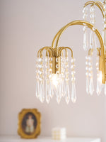 Isla Dawn Crystal Chandelier in Brass for Modern Dining Room and Living Room