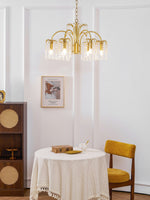 Isla Dawn Crystal Chandelier in Brass for Modern Dining Room and Living Room