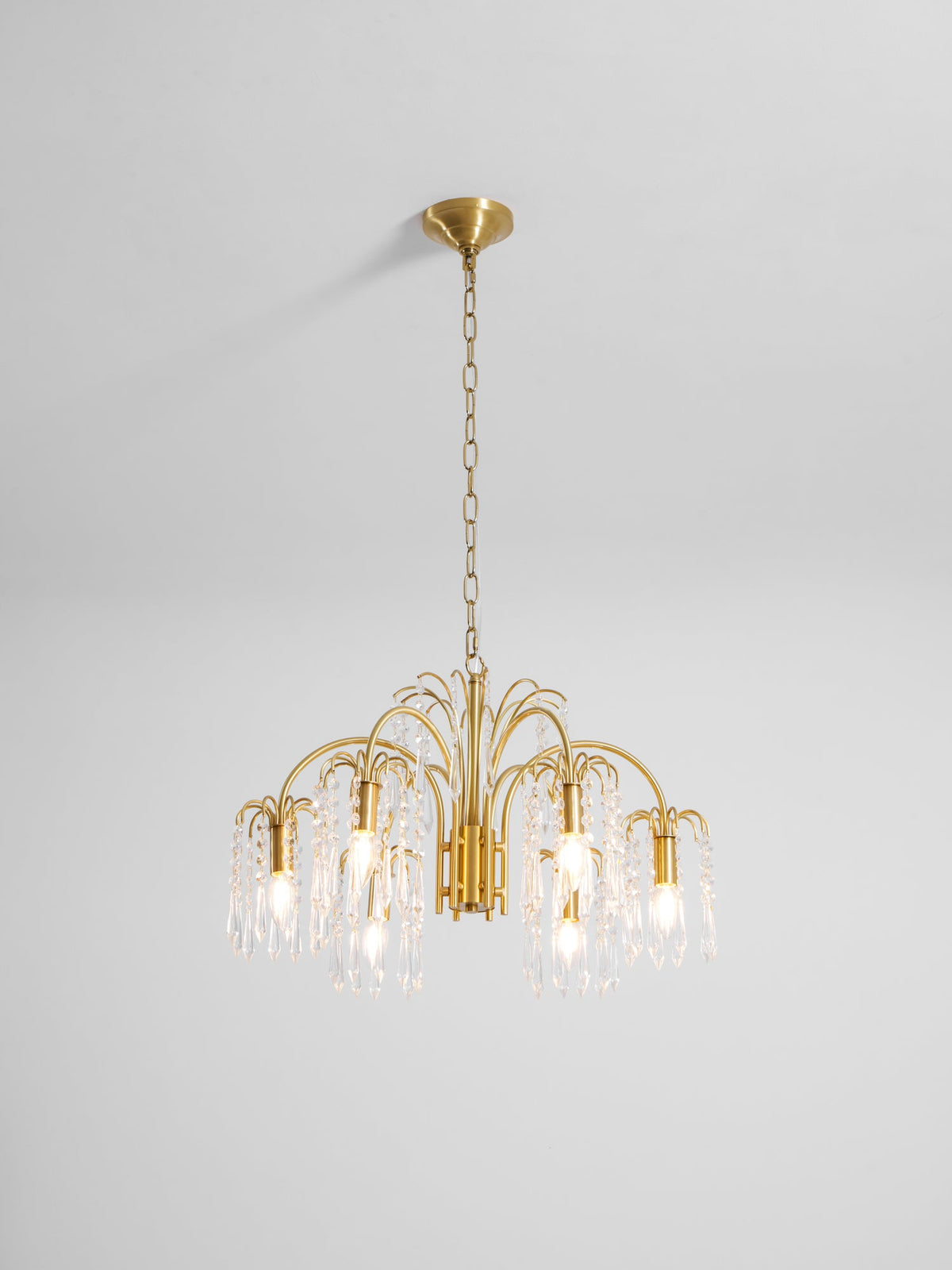 Isla Dawn Crystal Chandelier in Brass for Modern Dining Room and Living Room