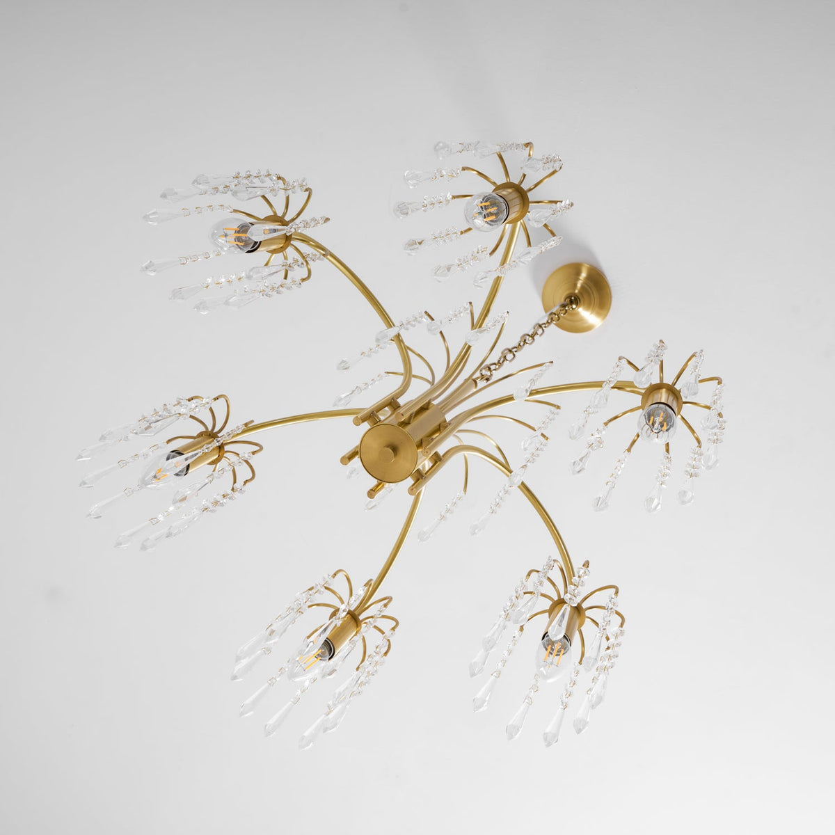 Isla Dawn Crystal Chandelier in Brass for Modern Dining Room and Living Room