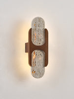 Isla Travertine Wall Sconce with Walnut Accent