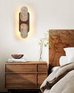 Isla Travertine Wall Sconce with Walnut Accent