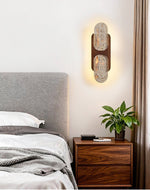 Isla Travertine Wall Sconce with Walnut Accent