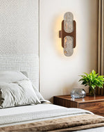 Isla Travertine Wall Sconce with Walnut Accent