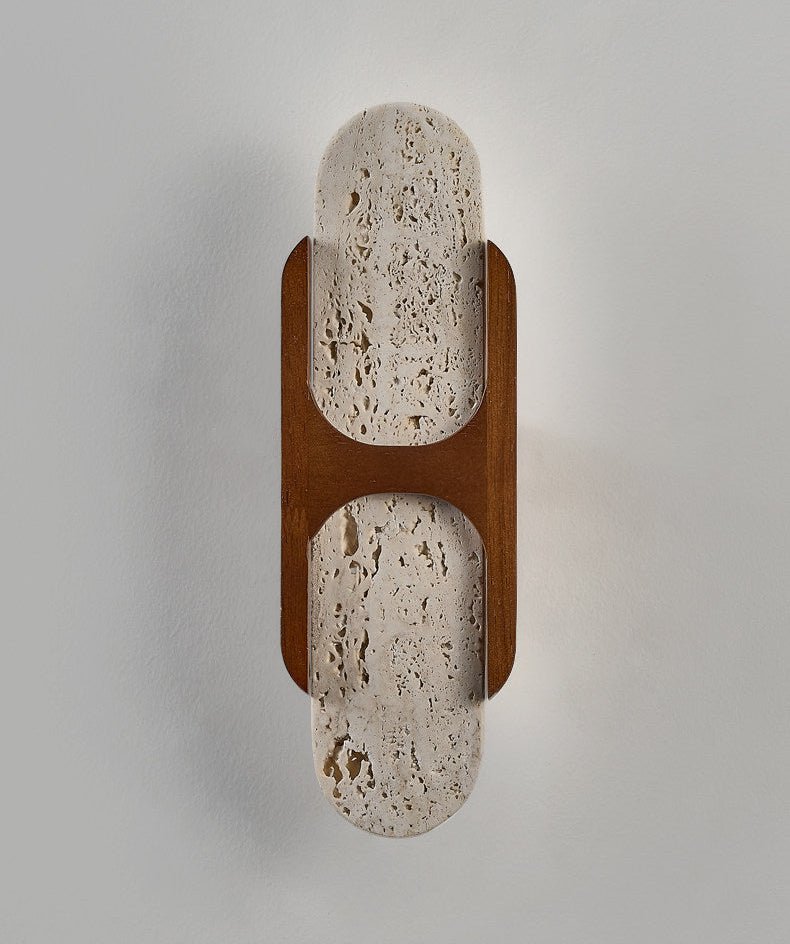 Isla Travertine Wall Sconce with Walnut Accent