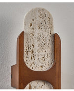 Isla Travertine Wall Sconce with Walnut Accent