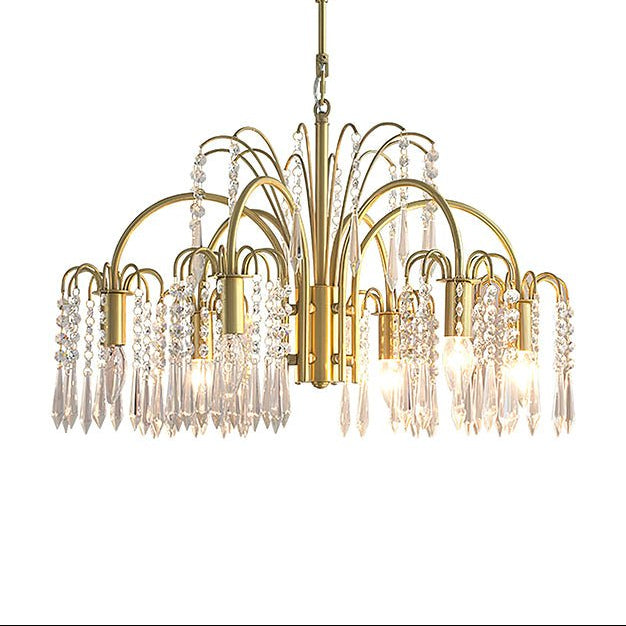 Isla Dawn Crystal Chandelier in Brass for Modern Dining Room and Living Room