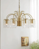 Isla Dawn Crystal Chandelier in Brass for Modern Dining Room and Living Room