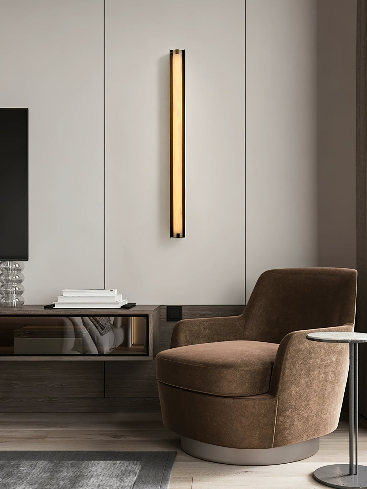 Isolde Alabaster Wall Sconce – Modern LED Wall Light in Bronze