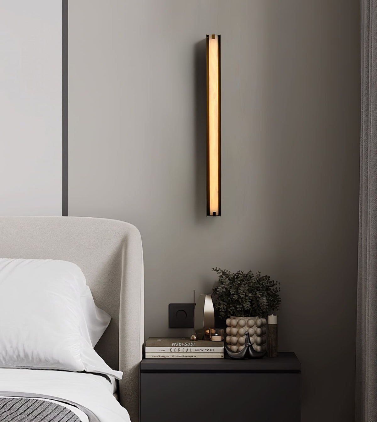 Isolde Alabaster Wall Sconce – Modern LED Wall Light in Bronze