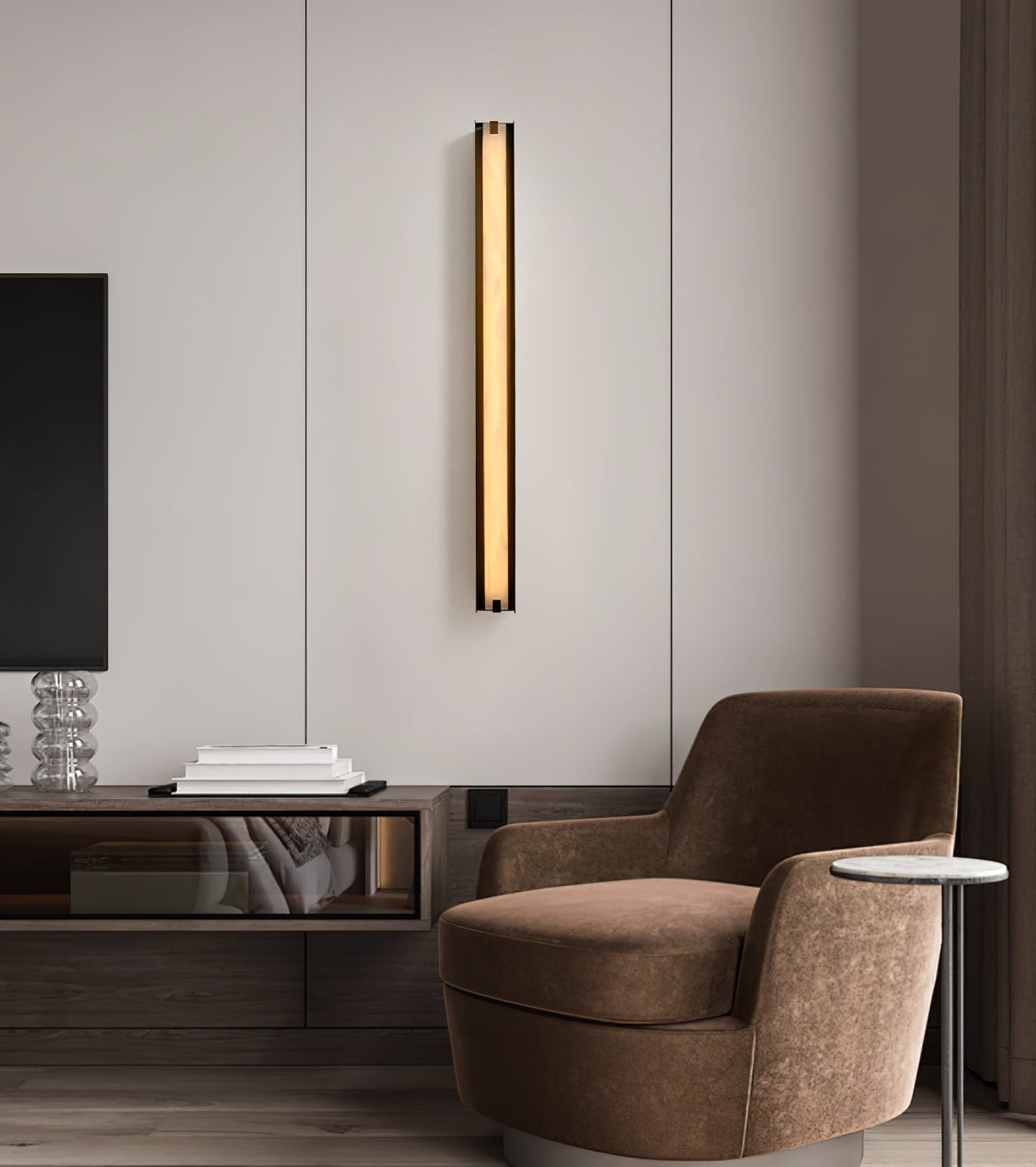 Isolde Alabaster Wall Sconce – Modern LED Wall Light in Bronze