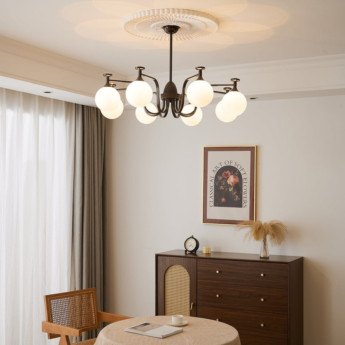 Isolde Modern Glass Globe Chandelier for Dining Room and Living Room