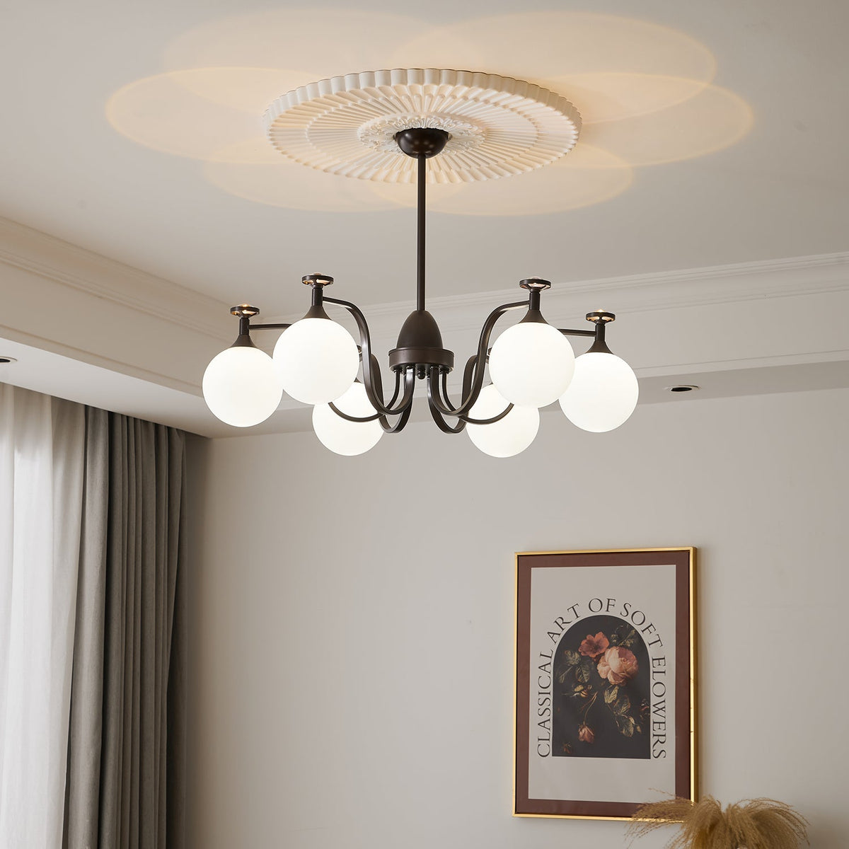 Isolde Modern Glass Globe Chandelier for Dining Room and Living Room