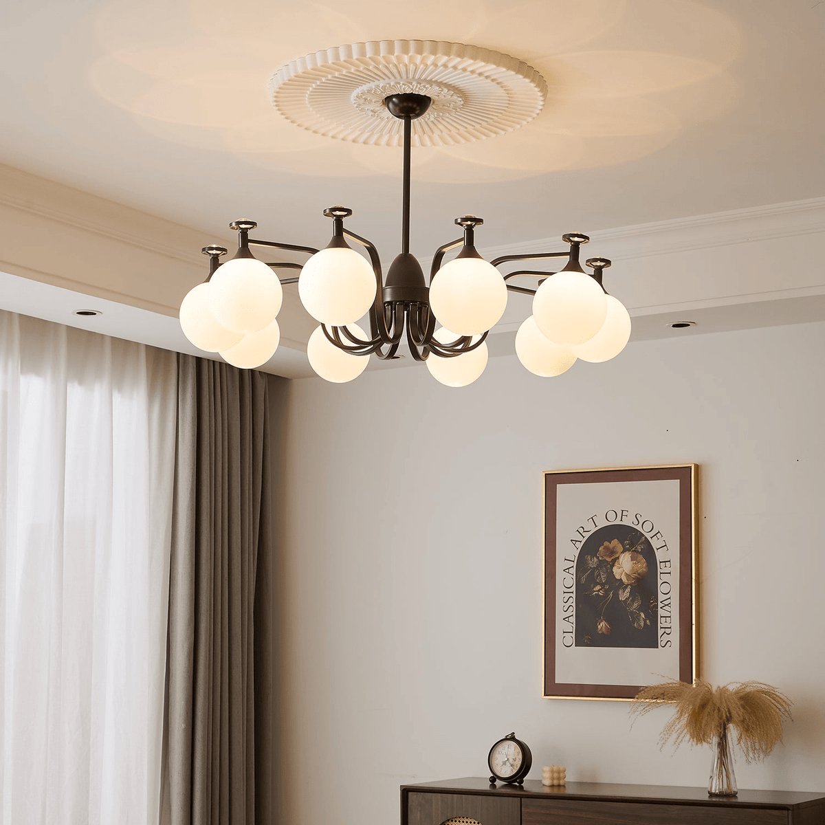 Isolde Modern Glass Globe Chandelier for Dining Room and Living Room