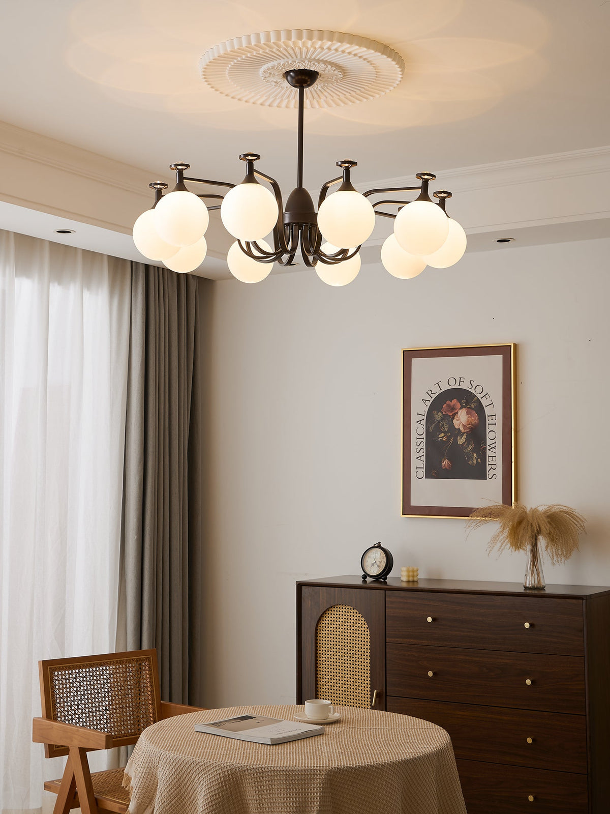 Isolde Modern Glass Globe Chandelier for Dining Room and Living Room