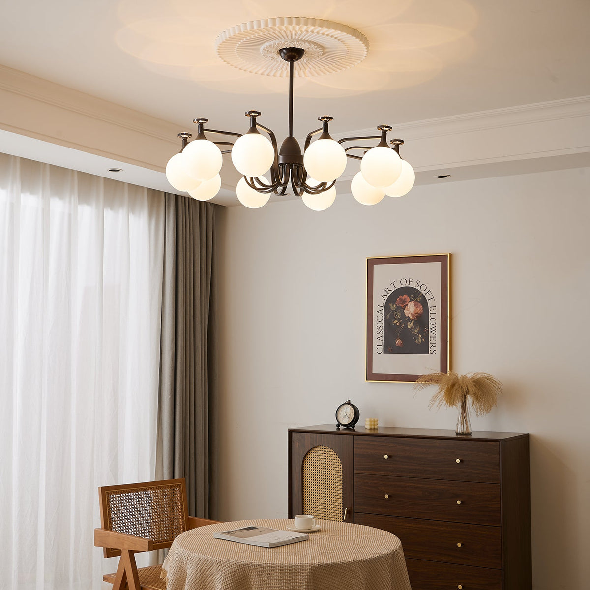 Isolde Modern Glass Globe Chandelier for Dining Room and Living Room
