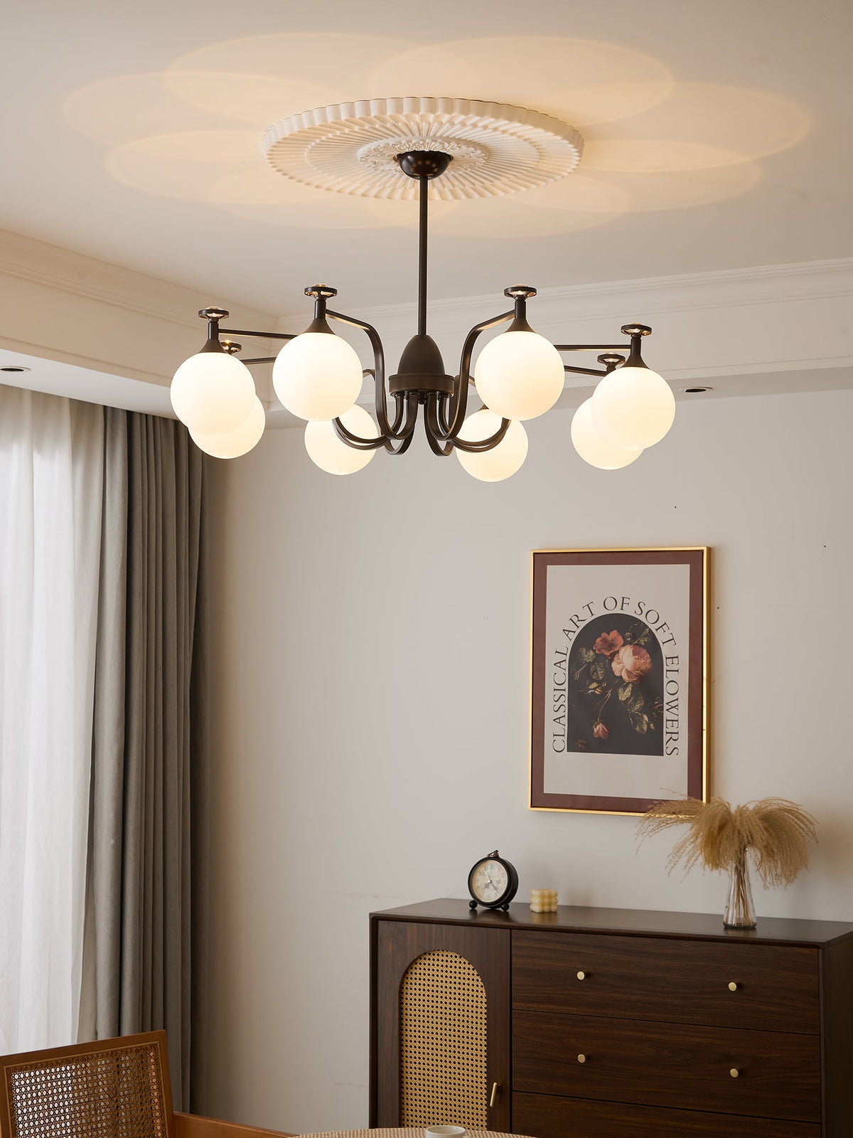 Isolde Modern Glass Globe Chandelier for Dining Room and Living Room
