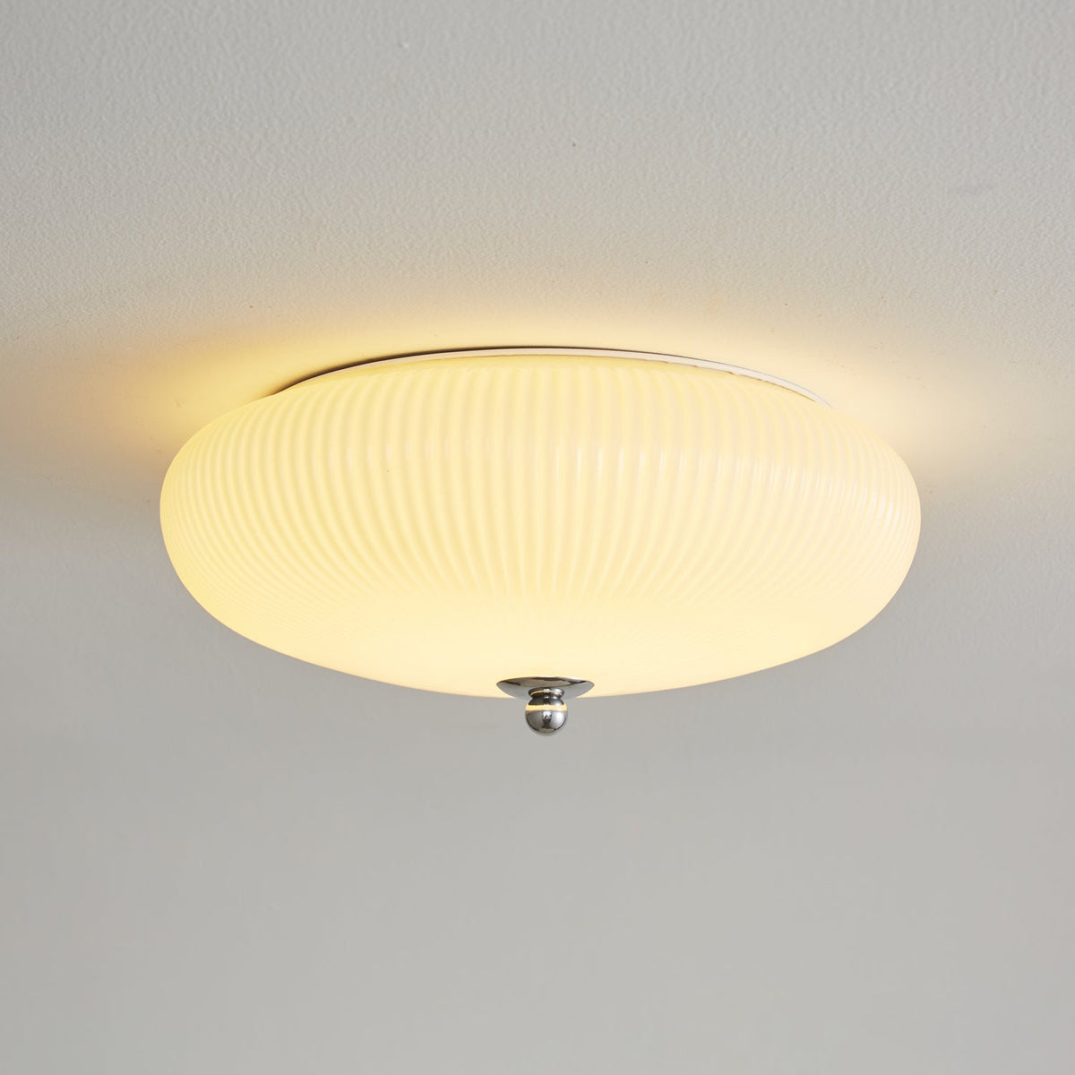 Ivory Ripple Flush Mount Ceiling Light, Modern LED Semi-Flush Mount for Bedroom and Living Room