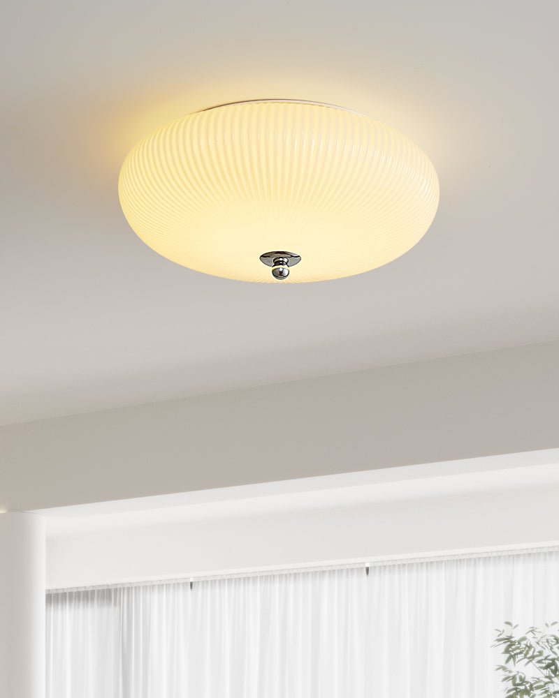 Ivory Ripple Flush Mount Ceiling Light, Modern LED Semi-Flush Mount for Bedroom and Living Room