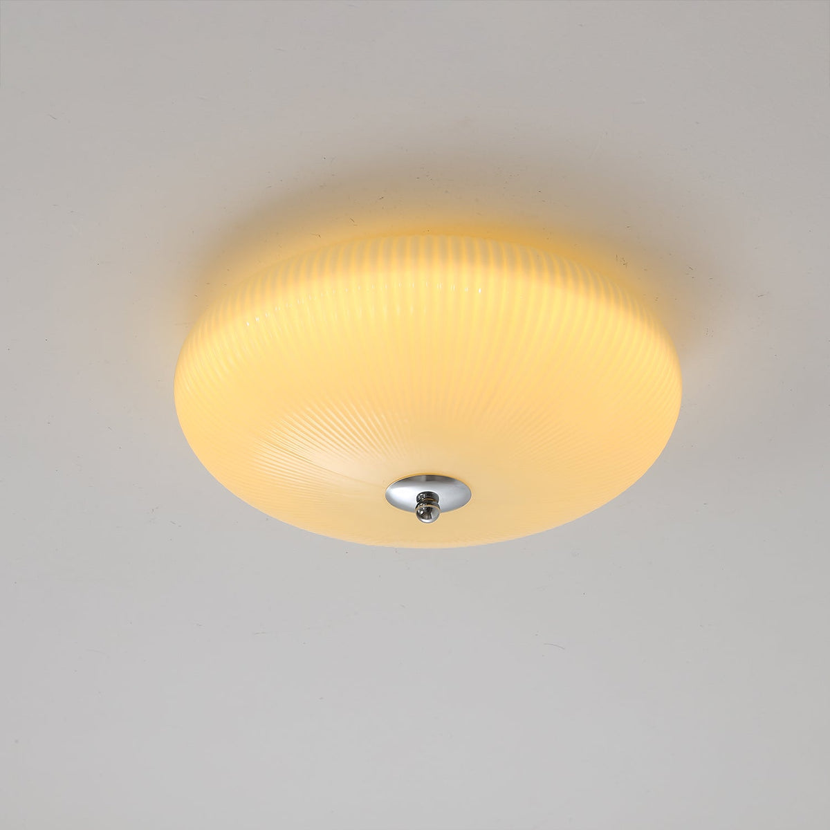 Ivory Ripple Flush Mount Ceiling Light, Modern LED Semi-Flush Mount for Bedroom and Living Room