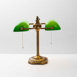Jade Collection Bronze Table Lamp with Emerald Glass Shades