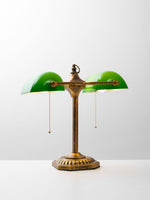 Jade Collection Bronze Table Lamp with Emerald Glass Shades