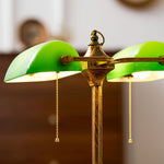 Jade Collection Bronze Table Lamp with Emerald Glass Shades