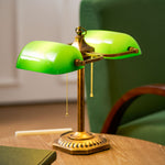 Jade Collection Bronze Table Lamp with Emerald Glass Shades