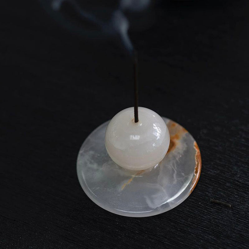 Jade Incense Holder – Minimalist Stone Tabletop Ornament for Serene Interiors