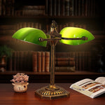 Jade Collection Bronze Table Lamp with Emerald Glass Shades