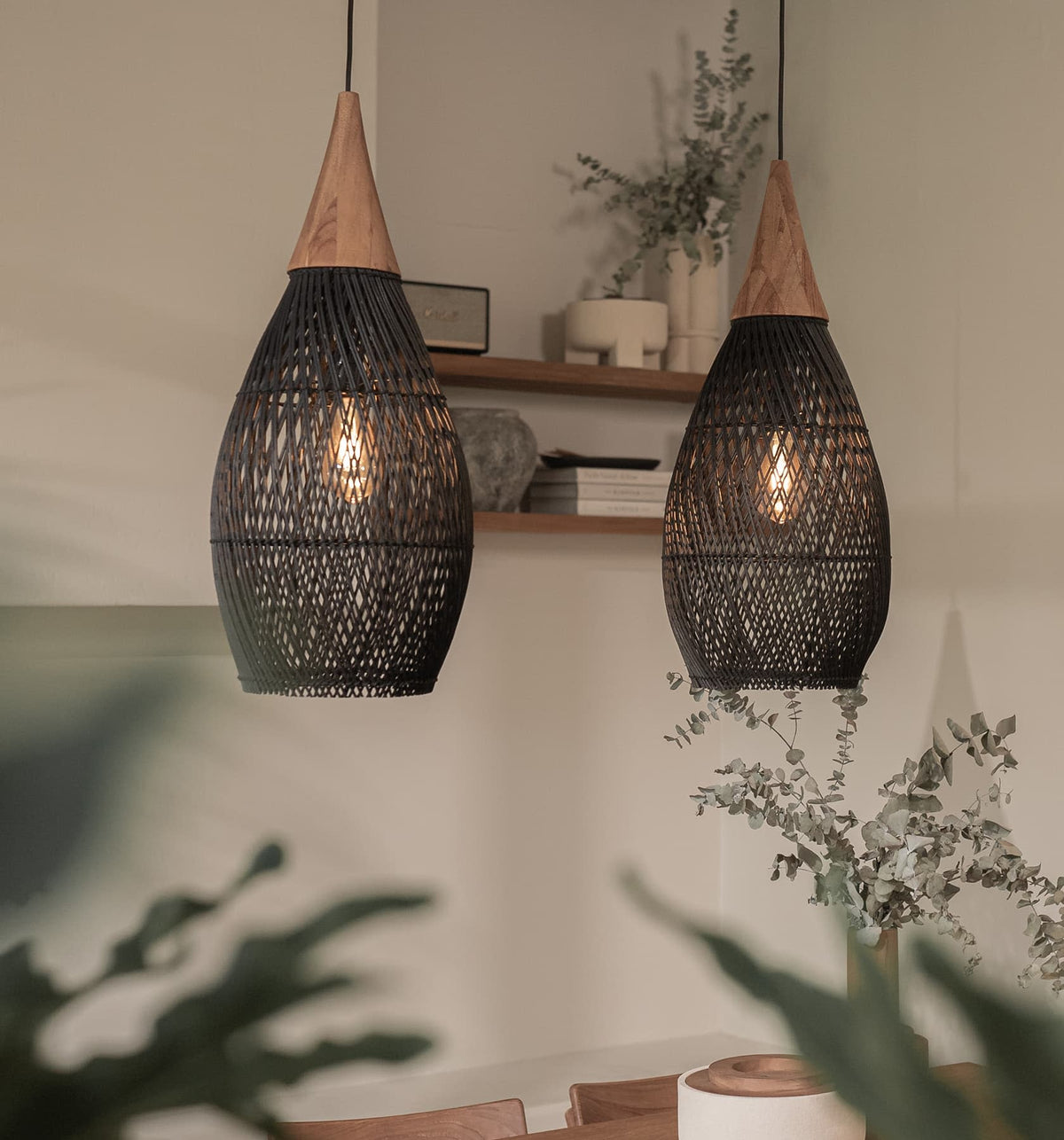 Vintage Rattan Woven Chandelier