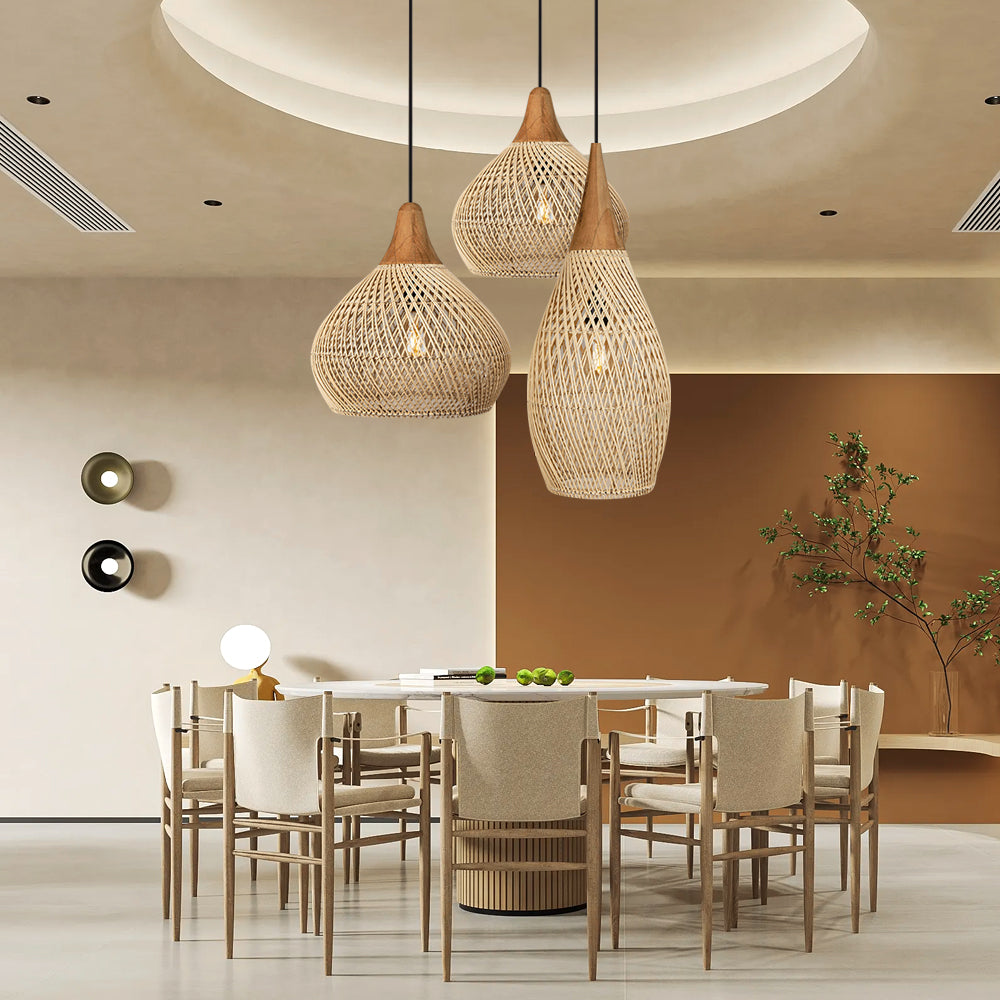 Vintage Rattan Woven Chandelier