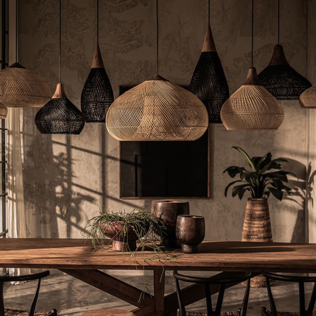 Vintage Rattan Woven Chandelier