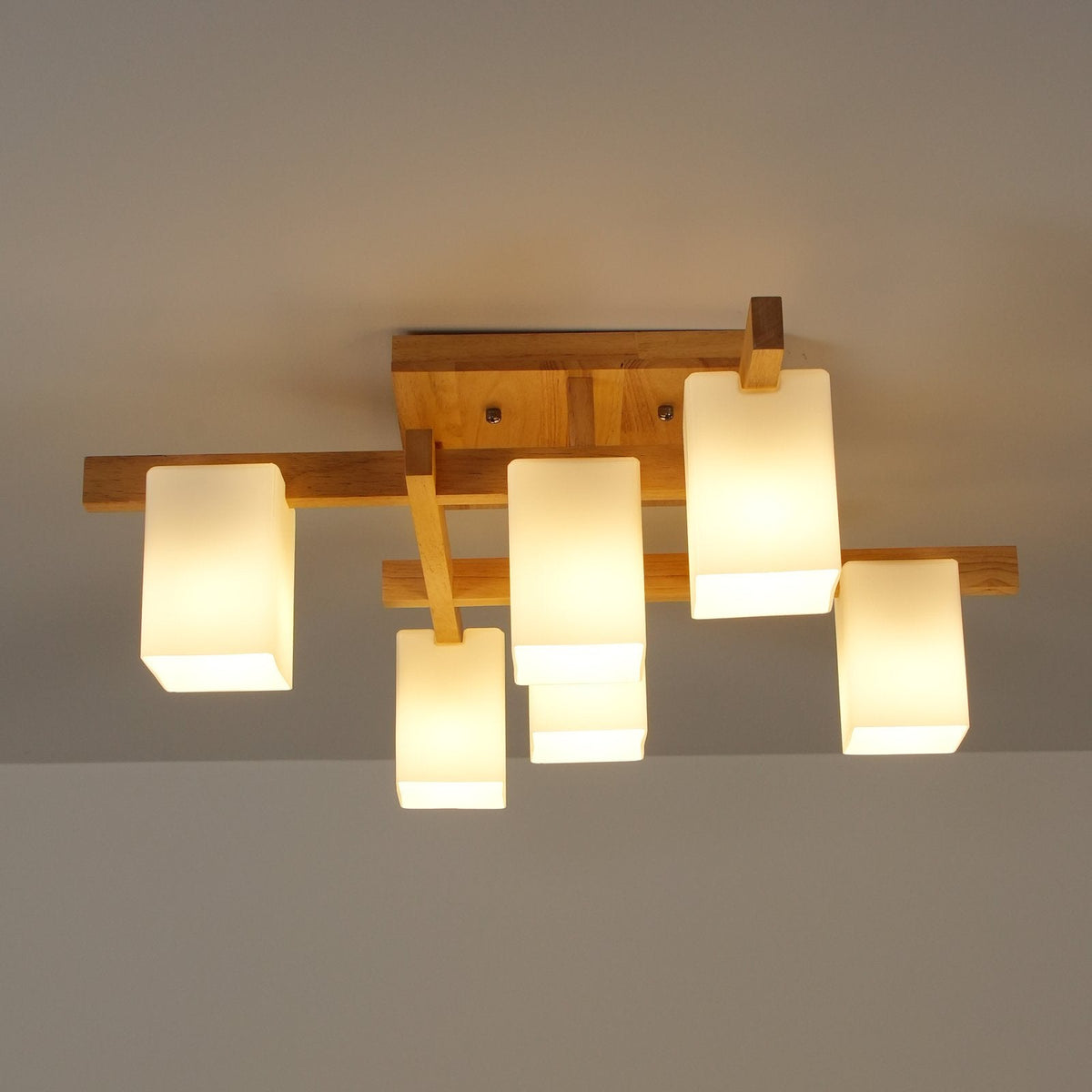 Japanese Square Wooden Art Ceiling Lamp