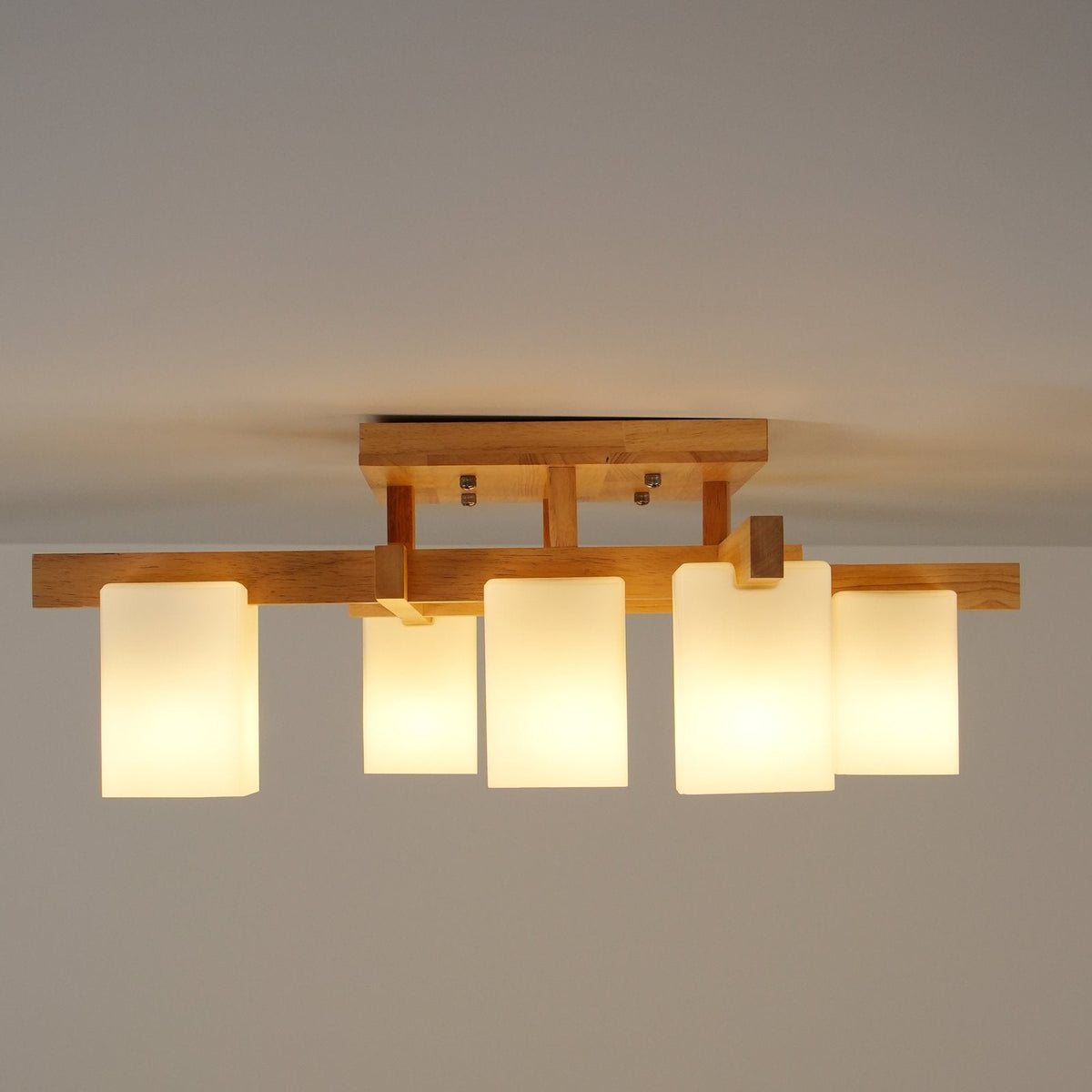 Japanese Square Wooden Art Ceiling Lamp