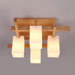 Japanese Square Wooden Art Ceiling Lamp