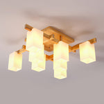 Japanese Square Wooden Art Ceiling Lamp