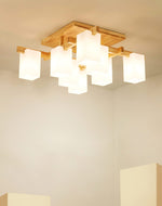 Japanese Square Wooden Art Ceiling Lamp