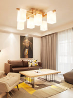 Japanese Square Wooden Art Ceiling Lamp