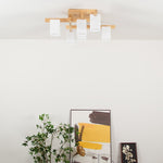 Japanese Square Wooden Art Ceiling Lamp