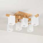 Japanese Square Wooden Art Ceiling Lamp