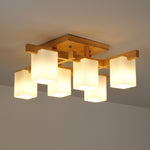 Japanese Square Wooden Art Ceiling Lamp