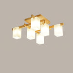 Japanese Square Wooden Art Ceiling Lamp