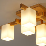 Japanese Square Wooden Art Ceiling Lamp